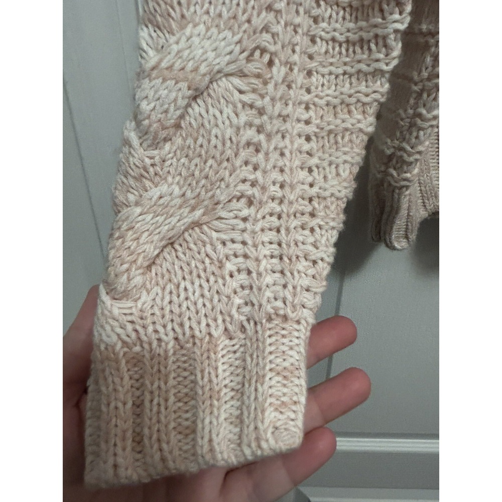 Moon & Madison Womens L Pink Cream Cable Knit Cropped Sweater NWT Boxy‎ Fit - Picture 6 of 13